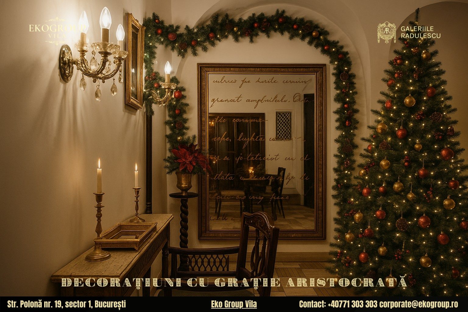 Decoratiuni de Craciun inspirate din eleganța interbelică, dezvăluite la Eko Group Vila